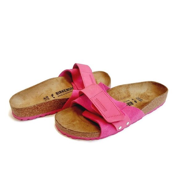 Birkenstock Oita Nubuck Suede Leather Sandals Womens 9 Mens 7 Fuchsia Tulip EU40 - Picture 9 of 9